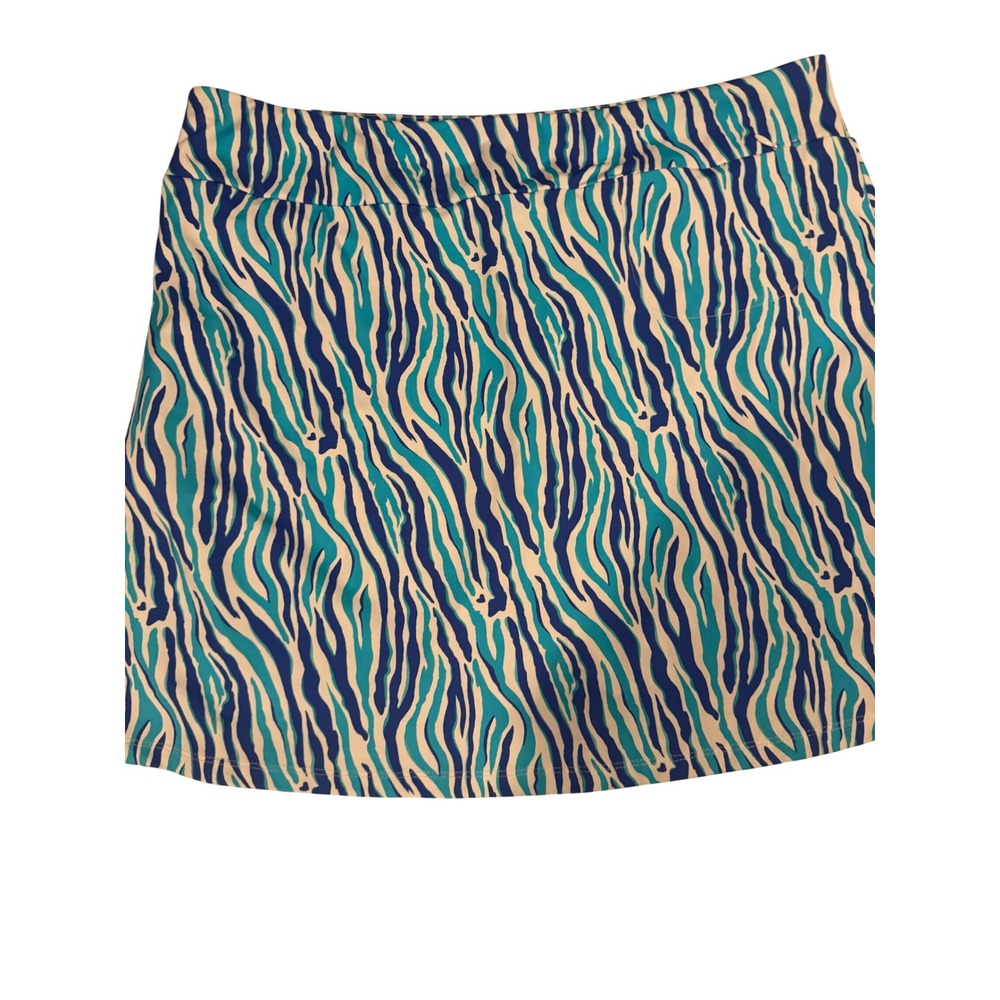 Lulu-B Blue Teal Zebra Print Skort Women Size Large Active Golf Tennis Skirt